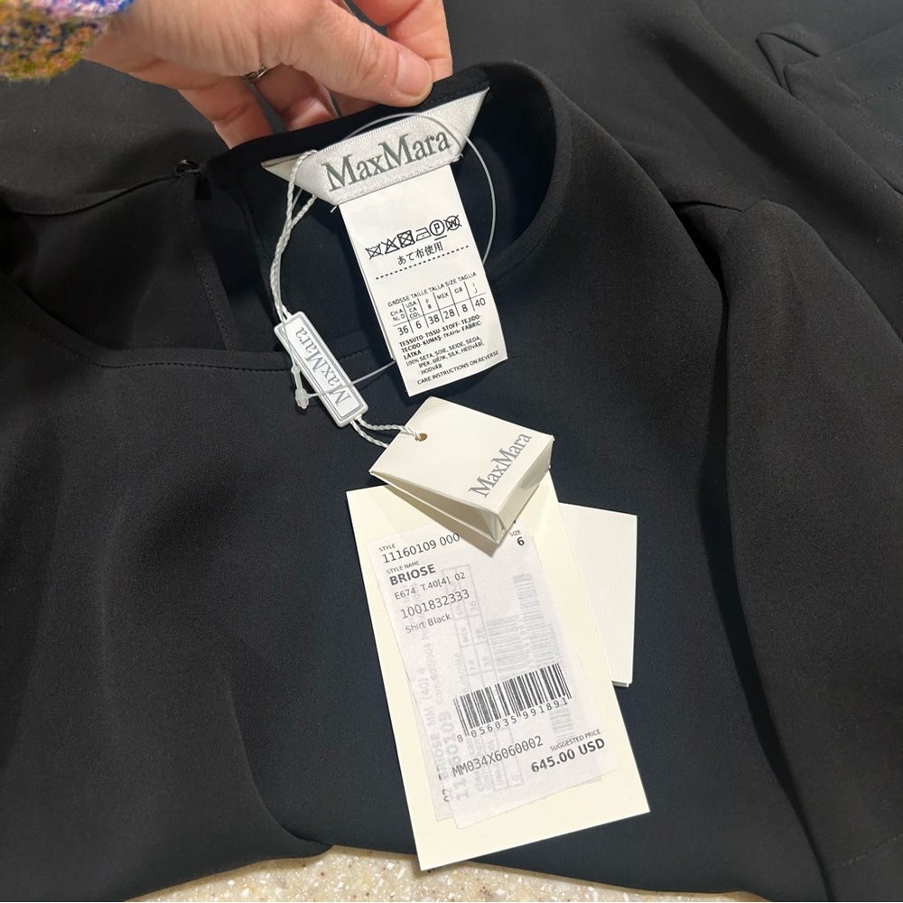 NWT $645 Max Mara Briose short sleeve silk ruffle blouse - Size 6 - Picture 2 of 9